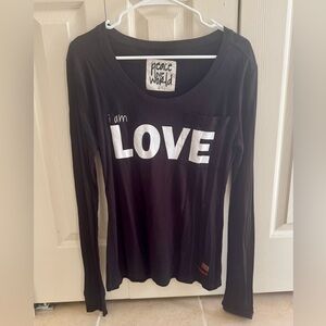 Peace Love World Black 'I Am Love' Long Sleeve Tee